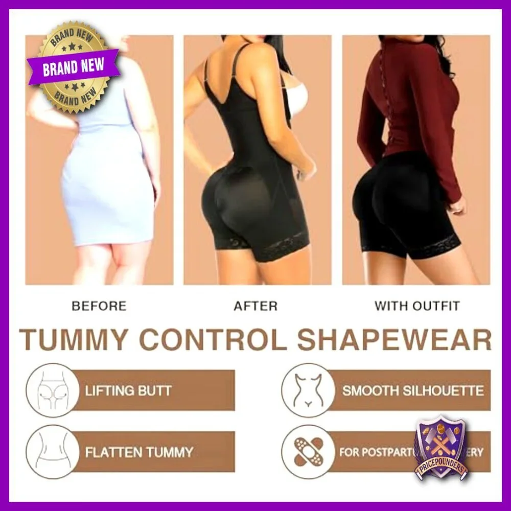 Tummy Control Shapewear Bodysuit with Zipper Crotch Post Surgery Compression